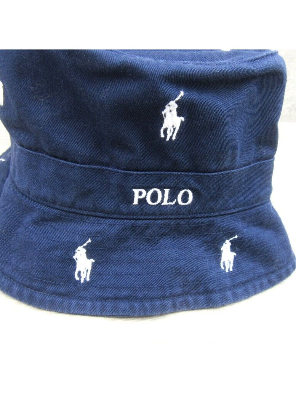 Polo Ralph Lauren Embroidered Pony Bucket Hat Adult Size S/M Navy Blue White NEW - Picture 3 of 12